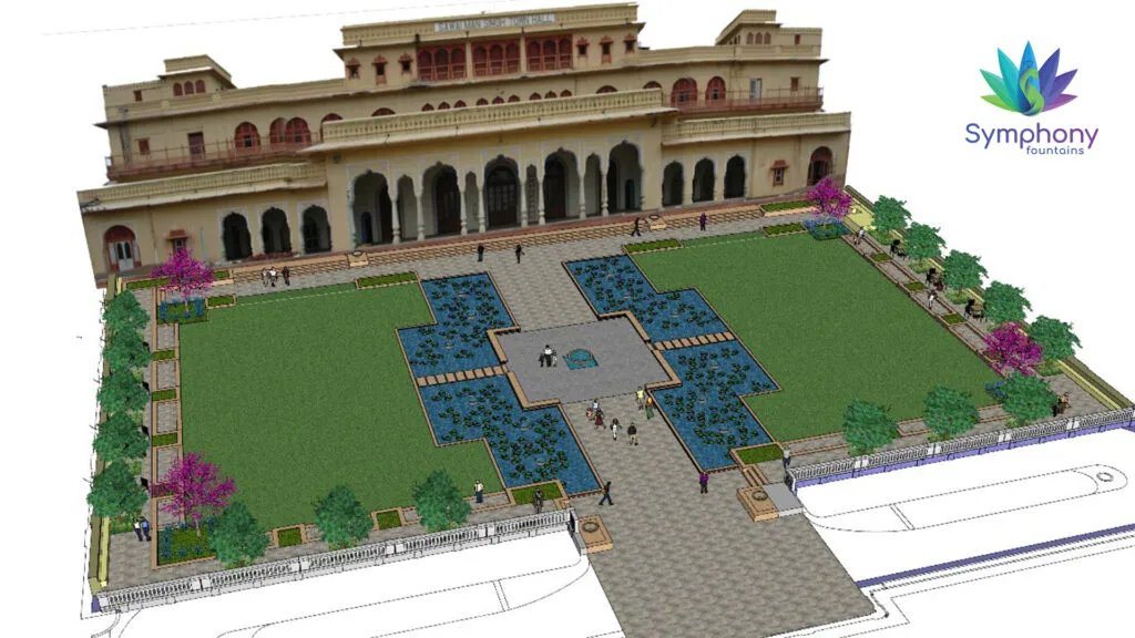 Dancing fountain at SMS Town Hall, Jaipur, Rajasthan
