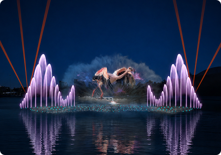 3D render of a proposed musical fountain installation