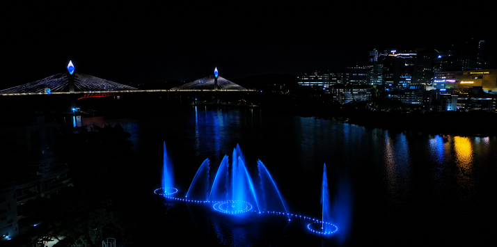 Water, music and light show designed by Symphony Fountains