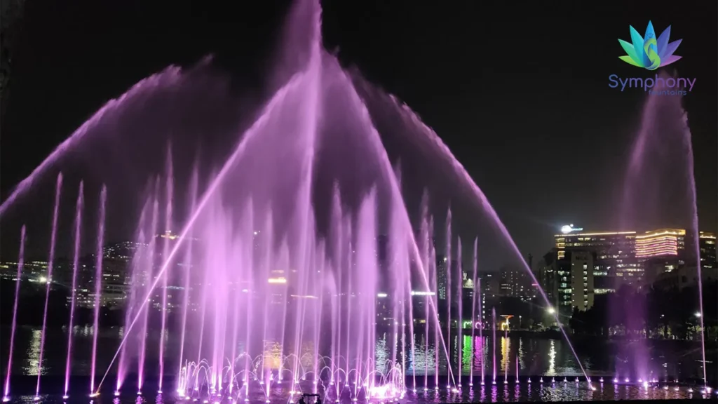 Lake floating fountain at Durgam Cheruvu, Hyderabad