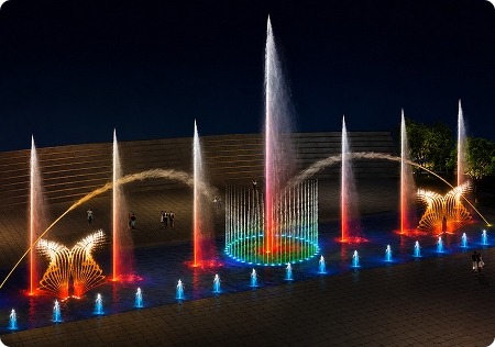 Free water feature concept design for a musical fountain